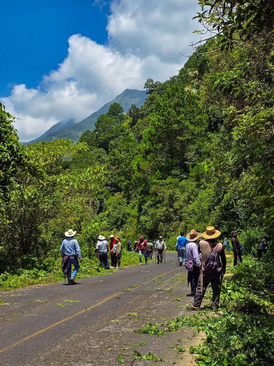 faena comunitaria en la vereda que conduce a la comunidad de Tonalixco.